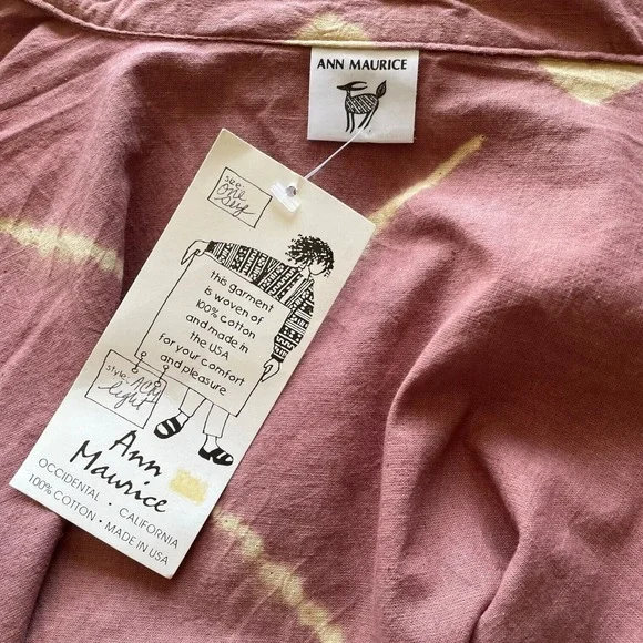 Ann Maurice Jacket OS Batik Mauve Clay Art to Wear Cotton Open Front Jacket Top